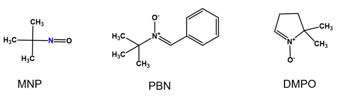 Figura 2 Estructura química esquemática de MNP, PBN, DMPO