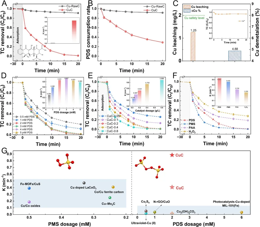 Figure 2. Degradation Performance of Cu-C Nanocatalyst in Pollutant Removal