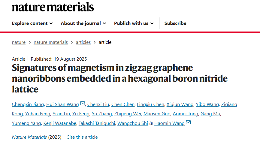 Graphene Magnetism Revealed with CIQTEK SNVM in Nature Materials