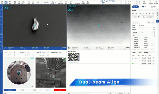 Demostración práctica CIQTEK FIB SEM: preparación de muestras de nanomicropilares